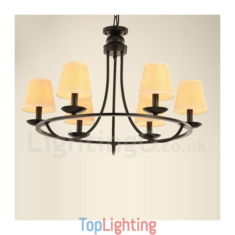 Country Retro 6 Light Single Tier Chandelier Lamp Light