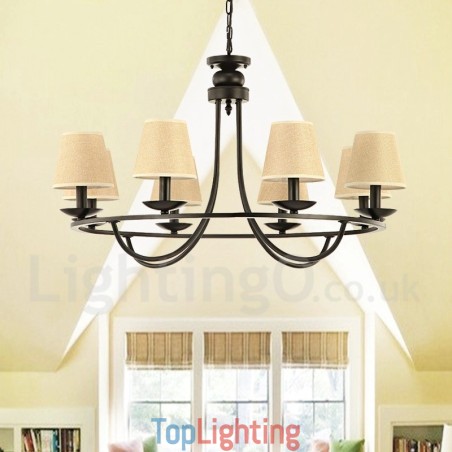 Country Retro 8 Light Single Tier Chandelier Lamp Light Country Retro 8 Light Single Tier Chandelier Lamp Light