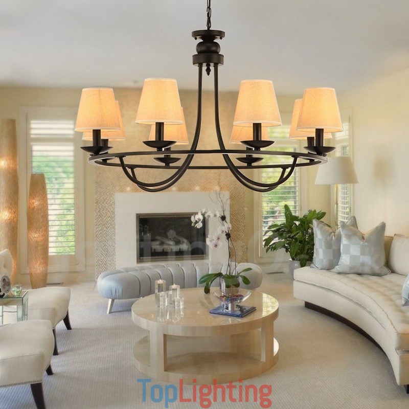 Country Retro 8 Light Single Tier Chandelier Lamp Light