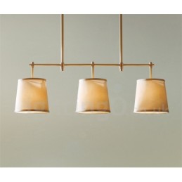 Country Retro 3 Light Copper Chandelier Light with Fabric Shade Lamp