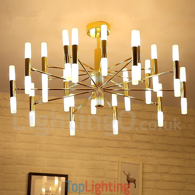 40 Light Golden 2 Tier Modern Contemporary Chandelier Light Lamp
