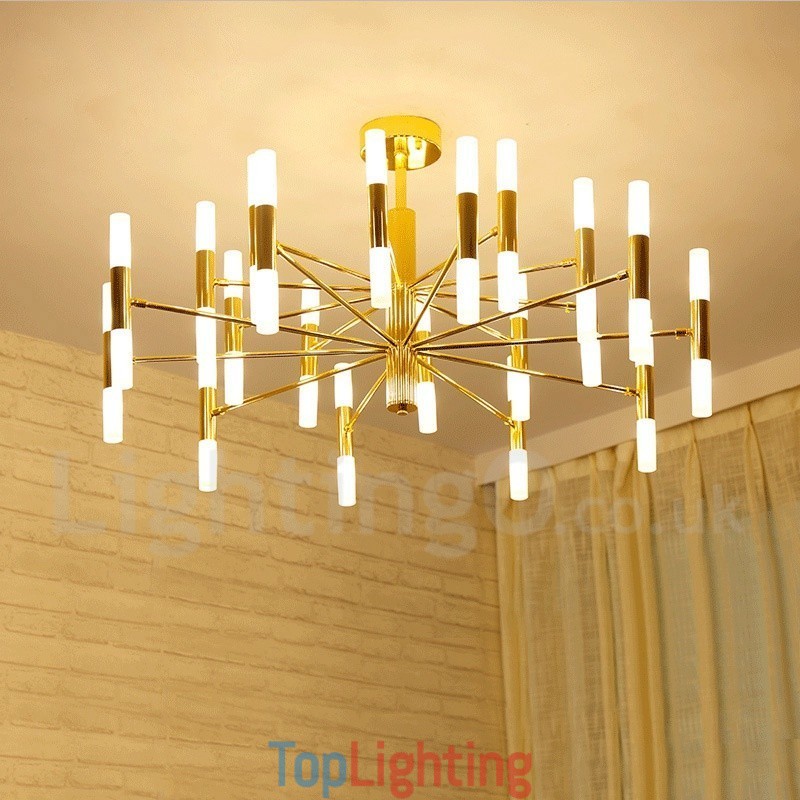 40 Light Golden 2 Tier Modern Contemporary Chandelier Light Lamp