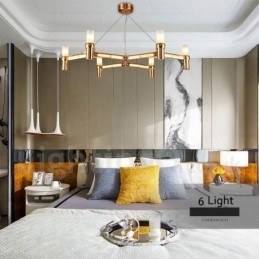 6 Light Single Tier Modern Contemporary Chandelier Lamp Light