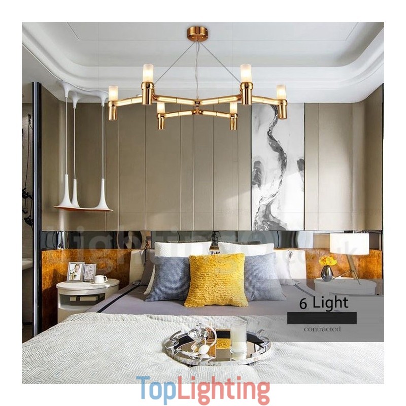 6 Light Single Tier Modern Contemporary Chandelier Lamp Light