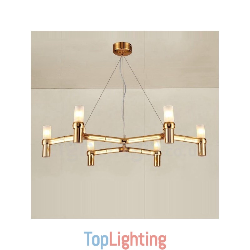 6 Light Single Tier Modern Contemporary Chandelier Lamp Light