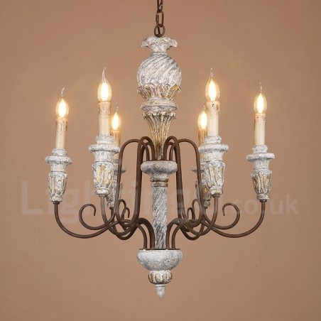 Country Vintage Wooden 6 Light Single Tier Chandelier for Light Country Vintage Wooden 6 Light Single Tier Chandelier for Light