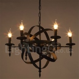 Retro Vintage Metal 6 Light Single Tier Chandelier Light