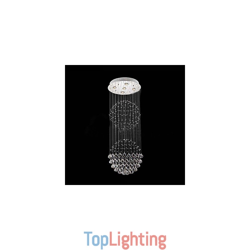 Pendant Light Modern Crystal Chandelier 5 Lights Silver Canpoy Clear Crystal Globe Ceiling Lamps Fixtures