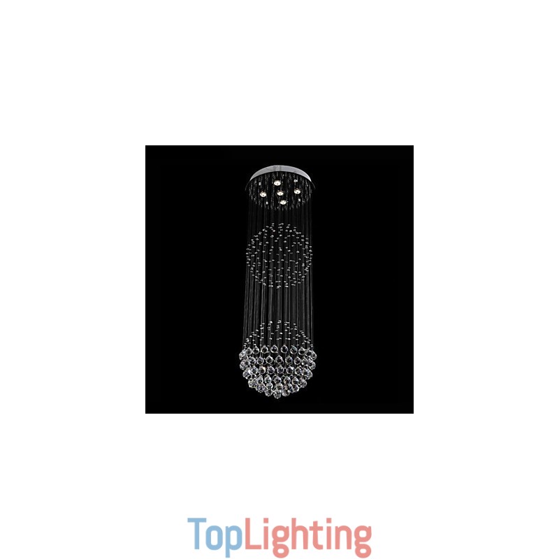Pendant Light Modern Crystal Chandelier 5 Lights Silver Canpoy Clear Crystal Globe Ceiling Lamps Fixtures