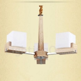Wooden Modern Contemporary 3 Light Single Tier Chandelier Lamp