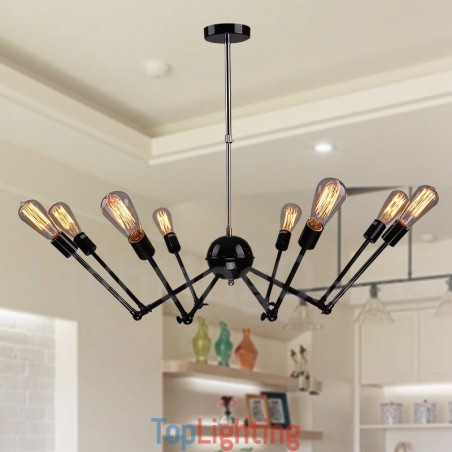 Black Retro Vintage Metal 8 Light Single Tier Chandelier Light Black Retro Vintage Metal 8 Light Single Tier Chandelier Light