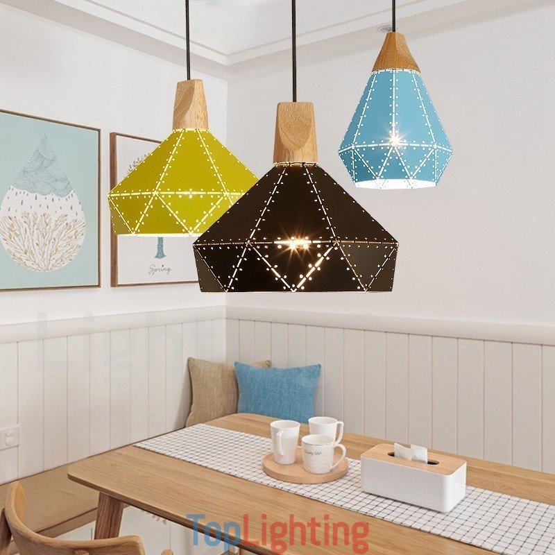 Wood 1 Light Modern Contemporary Metal Pendant Light