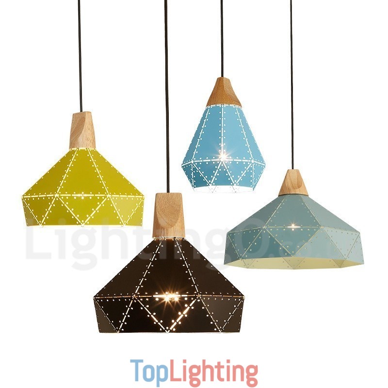 Wood 1 Light Modern Contemporary Metal Pendant Light