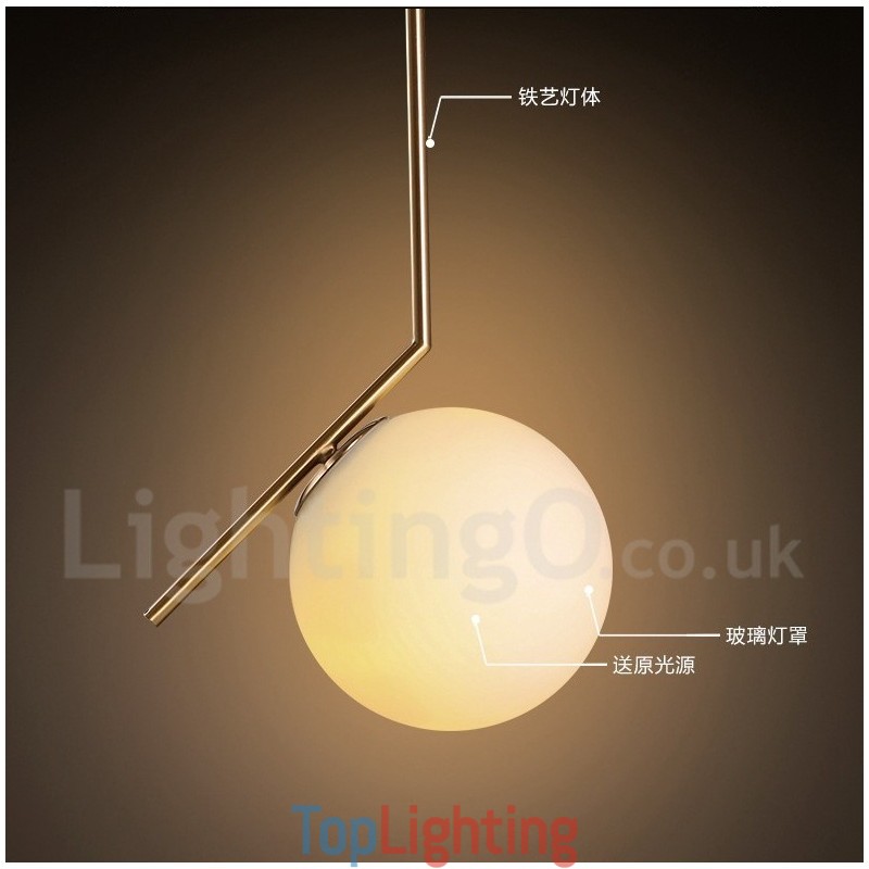 1 Light Modern Contemporary Pendant Light with Glass Shade