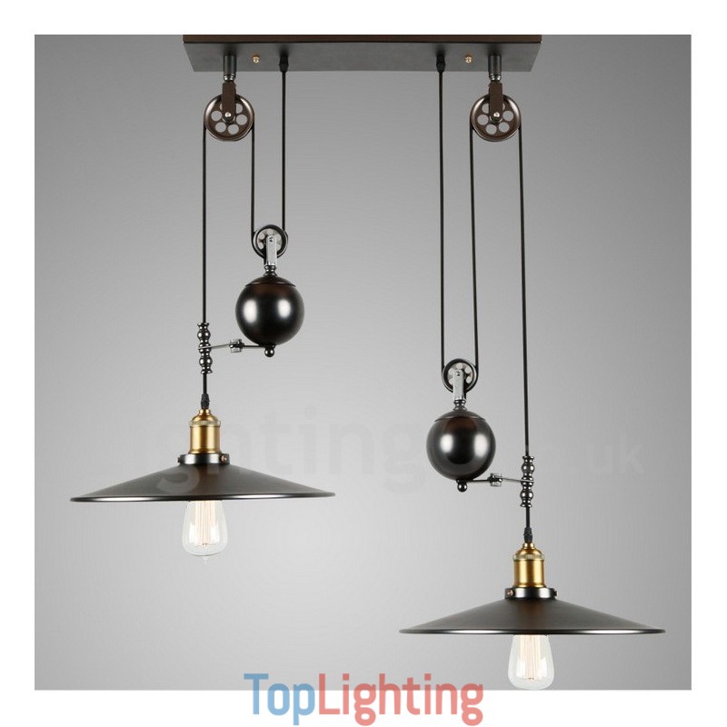 2 Light Country Vintage Metal Pendant Light