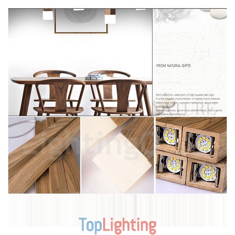 1 Light Modern Contemporary Wood Pendant Light