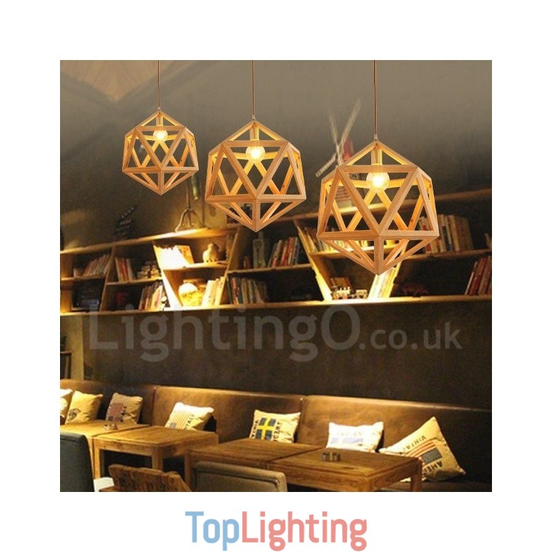 1 Light Modern Contemporary Wooden Pendant Light
