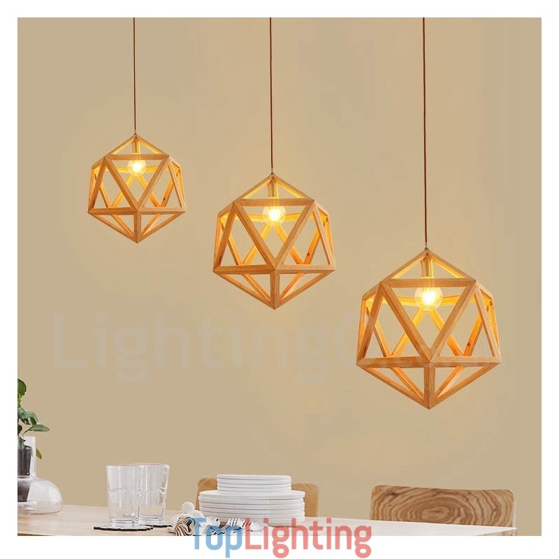 1 Light Modern Contemporary Wooden Pendant Light