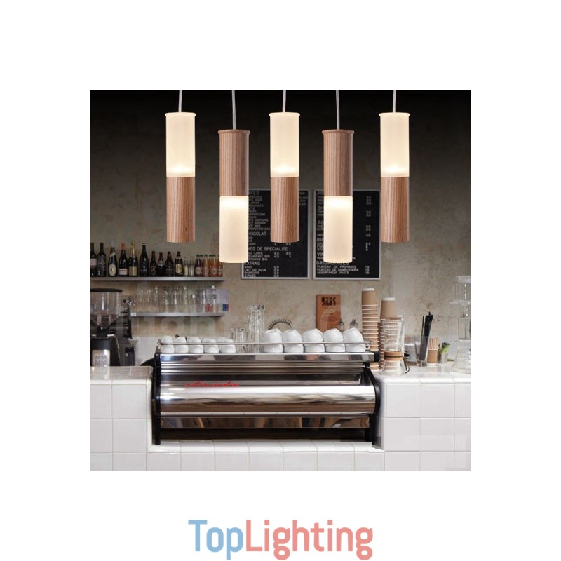 Modern Contemporary 5 Light Wooden Pendant Light