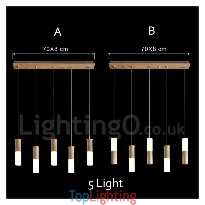 Modern Contemporary 5 Light Wooden Pendant Light
