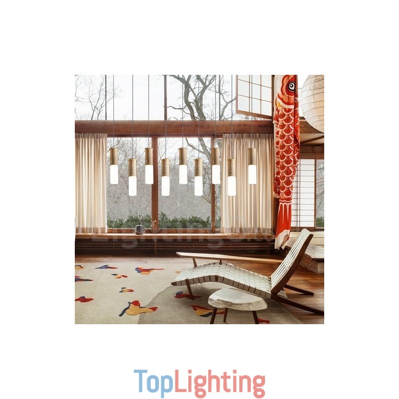 Modern Contemporary 9 Light Wooden Pendant Light