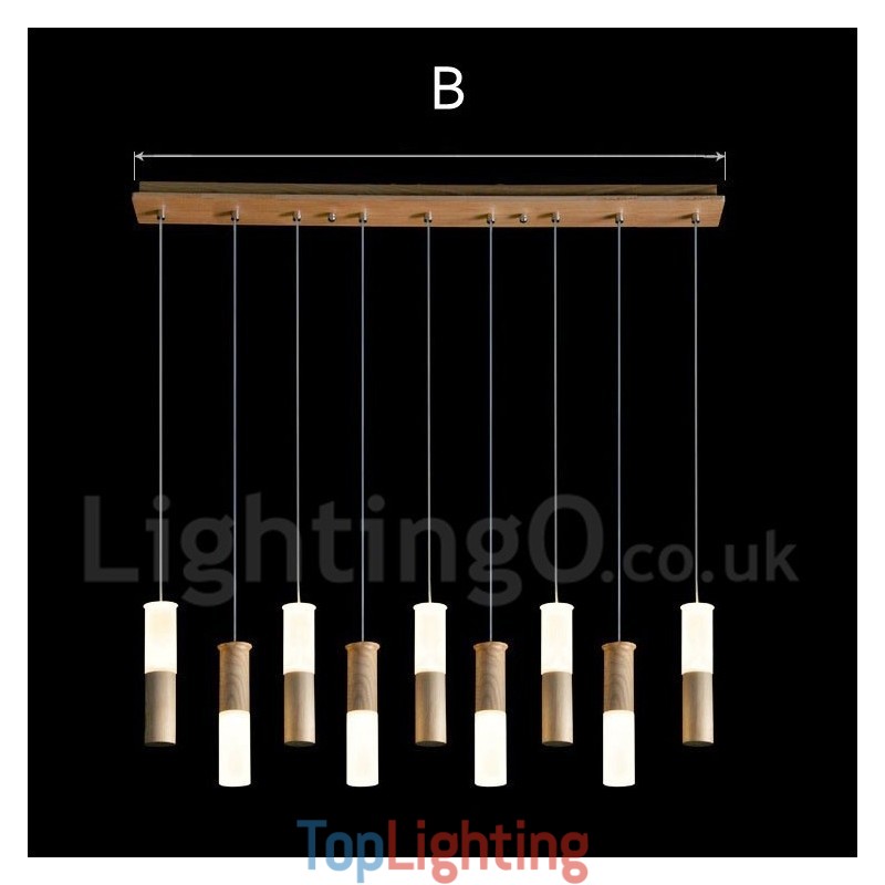 Modern Contemporary 9 Light Wooden Pendant Light