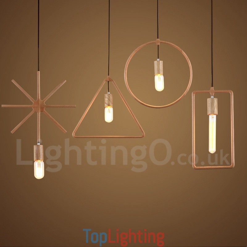 1 Light Rustic Lodge Wooden Pendant Light