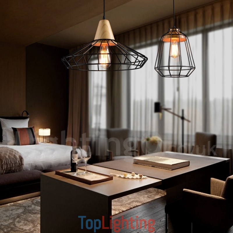 Country Metal Wooden Pendant Light
