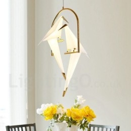 Modern Contemporary Paper Crane 2 Light Pendant Light