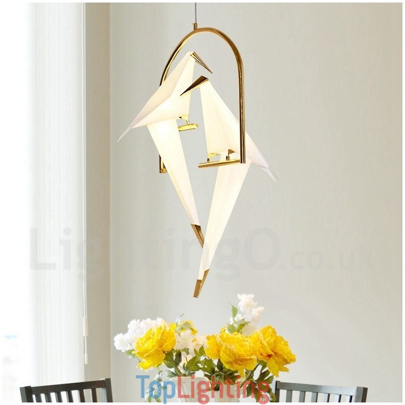 Modern Contemporary Paper Crane 2 Light Pendant Light