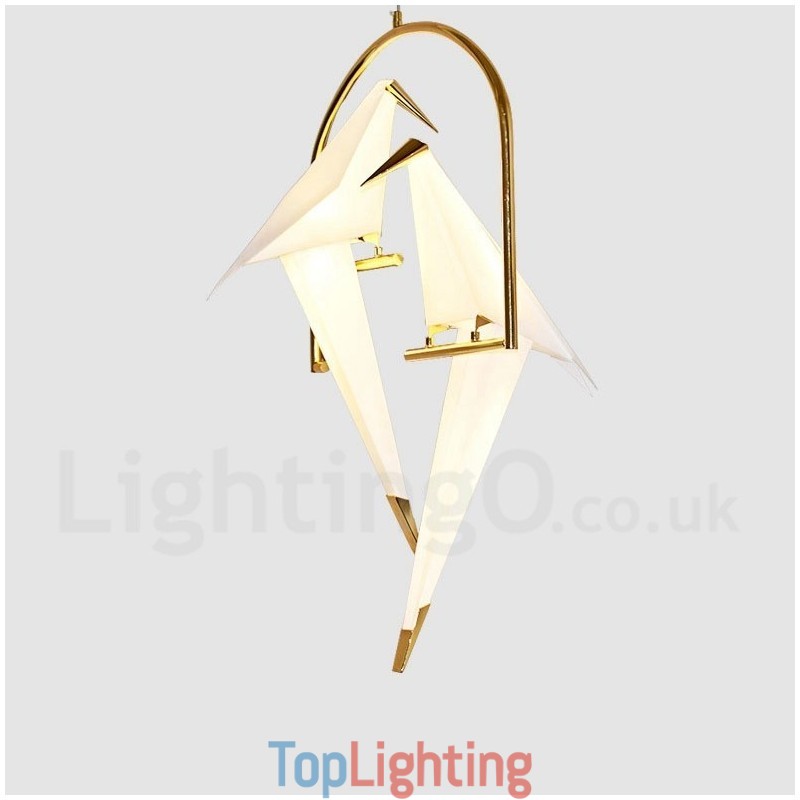 Modern Contemporary Paper Crane 2 Light Pendant Light