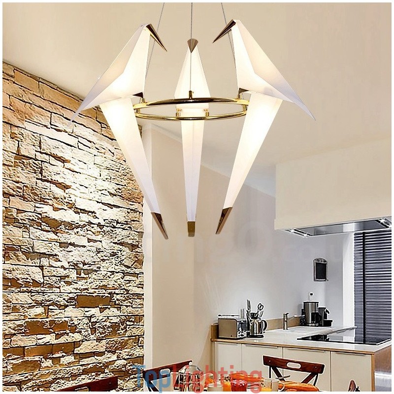 Modern Contemporary Paper Crane 3 Light Pendant Light
