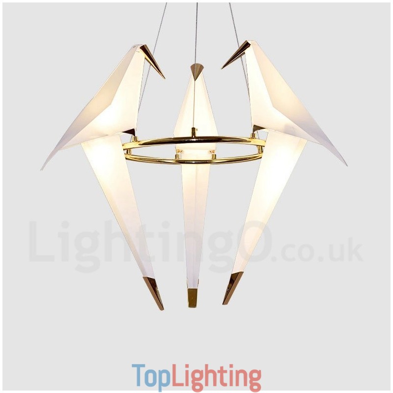 Modern Contemporary Paper Crane 3 Light Pendant Light