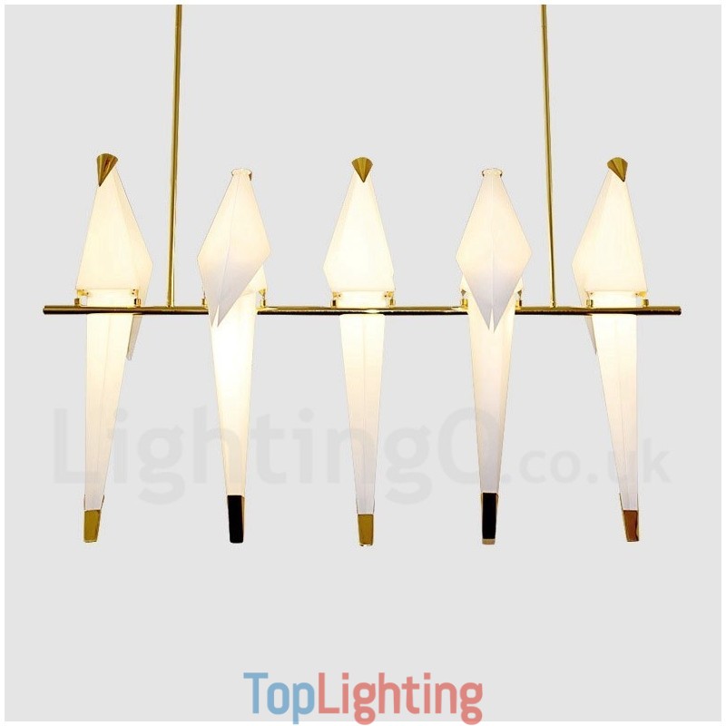 Modern Contemporary Paper Crane 5 Light Pendant Light