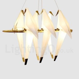 Modern Contemporary Paper Crane 6 Light Pendant Light