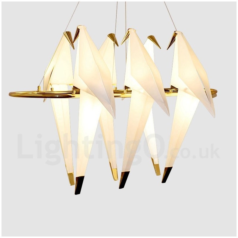 Modern Contemporary Paper Crane 6 Light Pendant Light