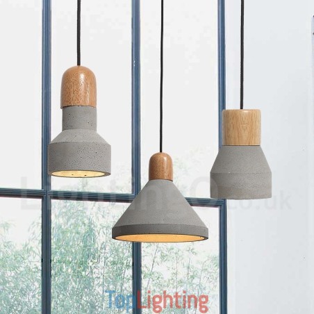 Single Light Modern Contemporary Wood Concrte Pendant Light Single Light Modern Contemporary Wood Concrte Pendant Light