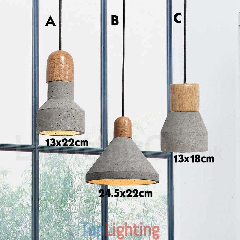 Single Light Modern Contemporary Wood Concrte Pendant Light