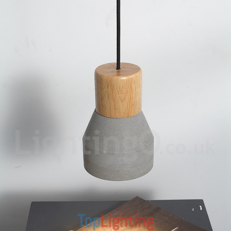 Single Light Modern Contemporary Wood Concrte Pendant Light