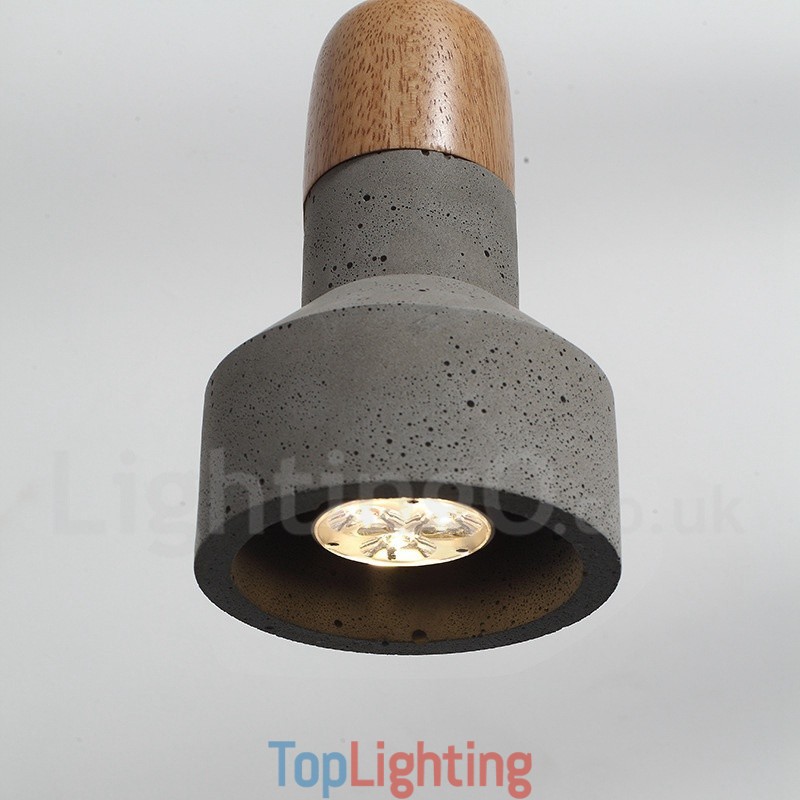 Single Light Modern Contemporary Wood Concrte Pendant Light