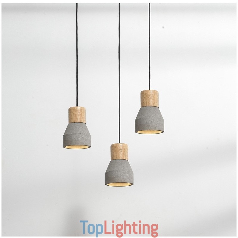 Single Light Modern Contemporary Wood Concrte Pendant Light