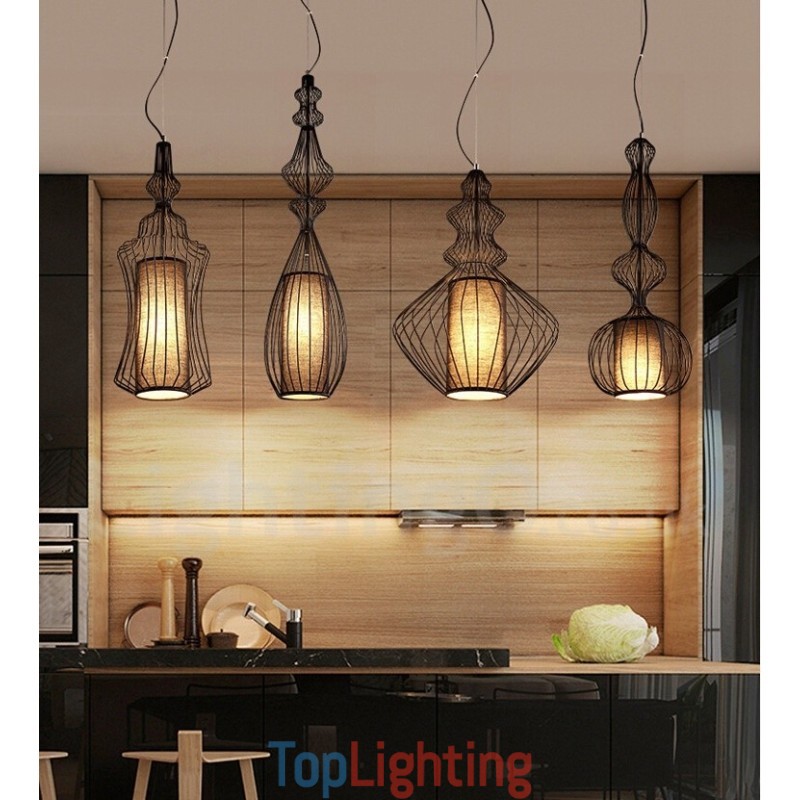 Country Vintage Metal Vase Shape Pendant Light