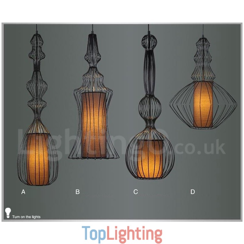 Country Vintage Metal Vase Shape Pendant Light