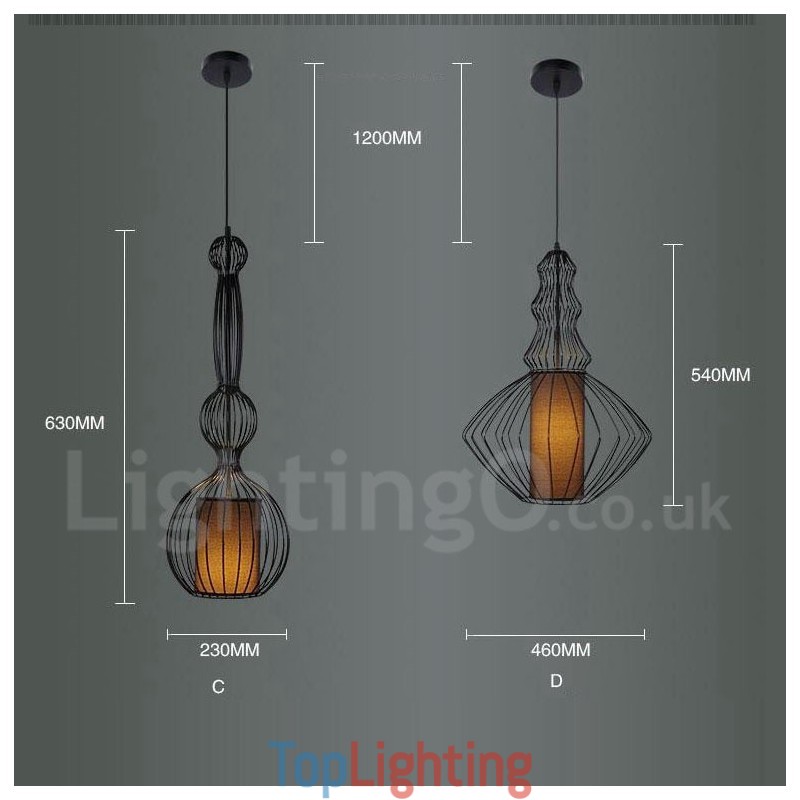 Country Vintage Metal Vase Shape Pendant Light