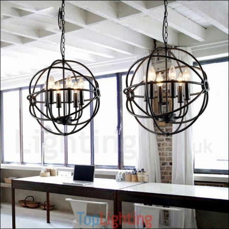 6 Light Metal Globe Vintage Pendant Light 6 Light Metal Globe Vintage Pendant Light