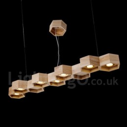 7 Light Wood Modern Contemporary Pendant Light