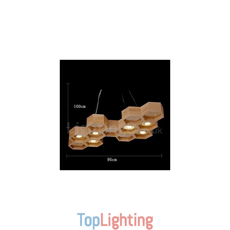 6 Light Wood Modern Contemporary Pendant Light