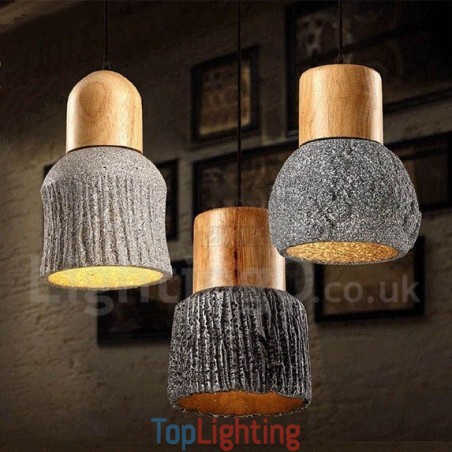 Retro Vintage Wood Concrte Pendant Light Retro Vintage Wood Concrte Pendant Light