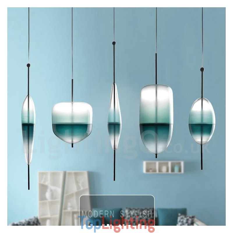 Modern Contemporary Gradient Color Pendant Light with Glass Shade