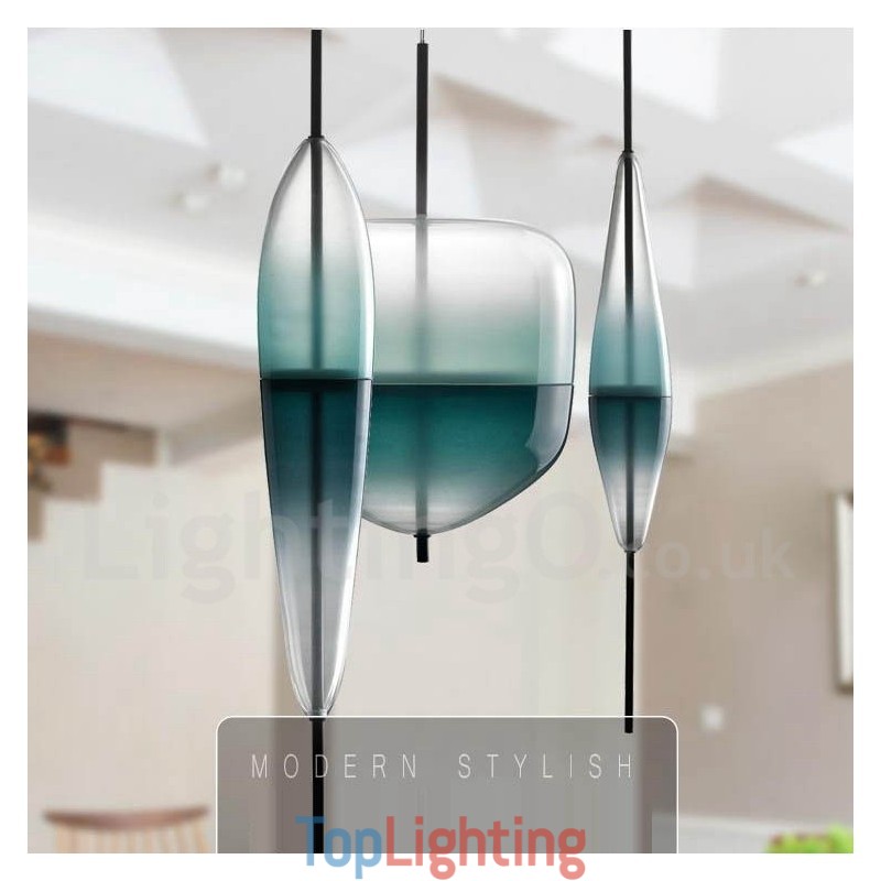 Modern Contemporary Gradient Color Pendant Light with Glass Shade